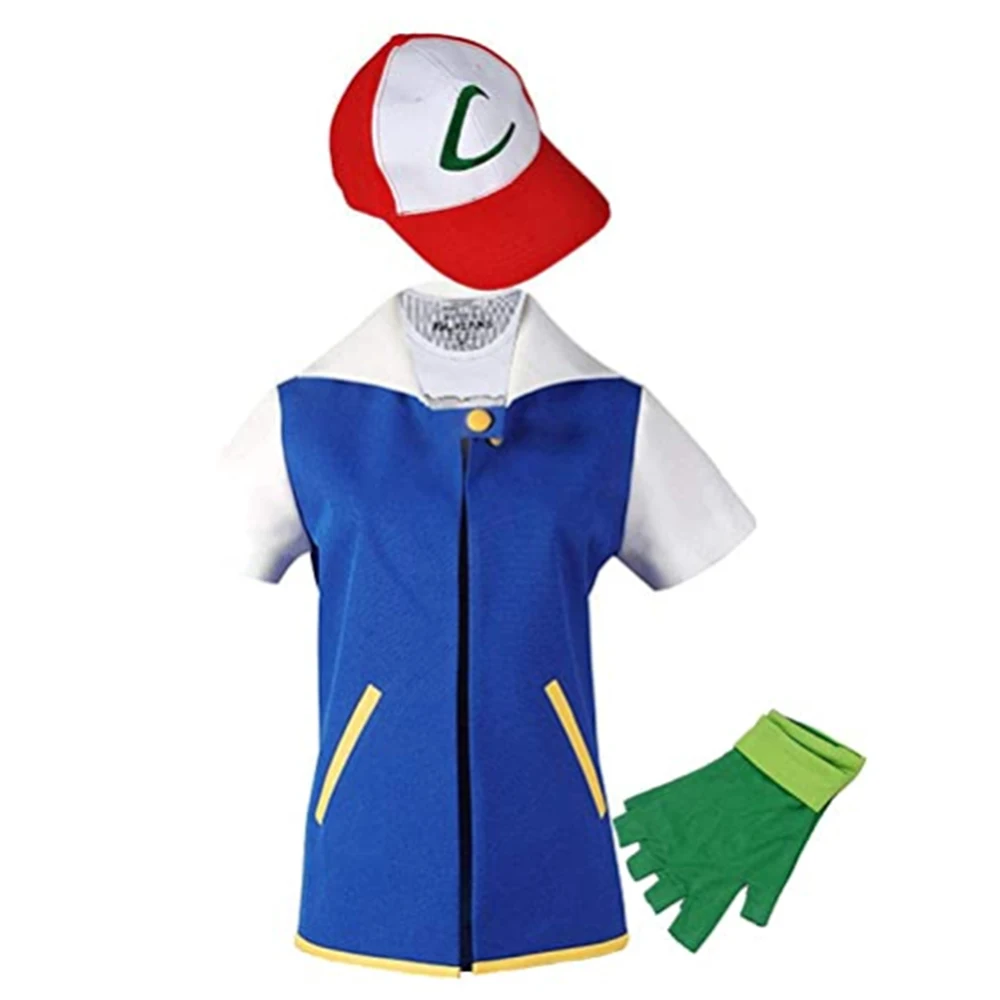 Anime Trainer Costume Hoodie, Jaqueta Cosplay, Luvas, Chapéu