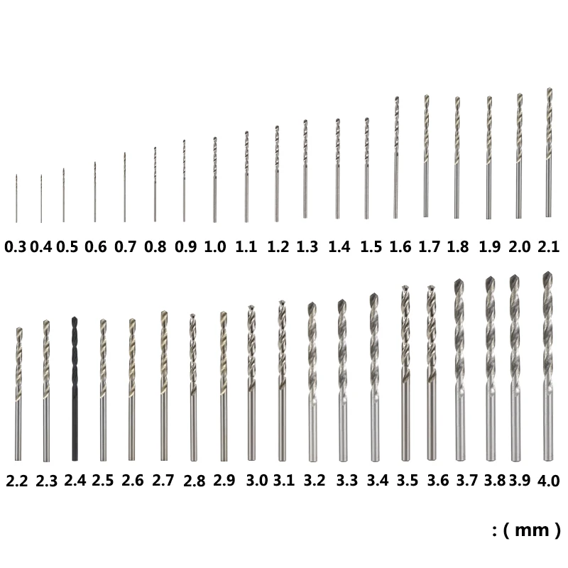 Twist Drill Bit Set Spiral Router Bit High Speed Steel Straight Shank Drill 0.3-4.0mm For Wood/Metal Tool Hole Cutter Mini Drill