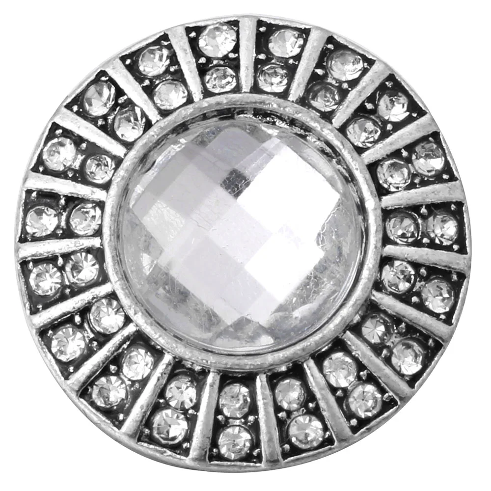 6pcs/lot Snap Button Jewelry White Rhinestone Flower Snap Buttons Fit 18mm Snap Bracelets Bangles DIY Jewelry