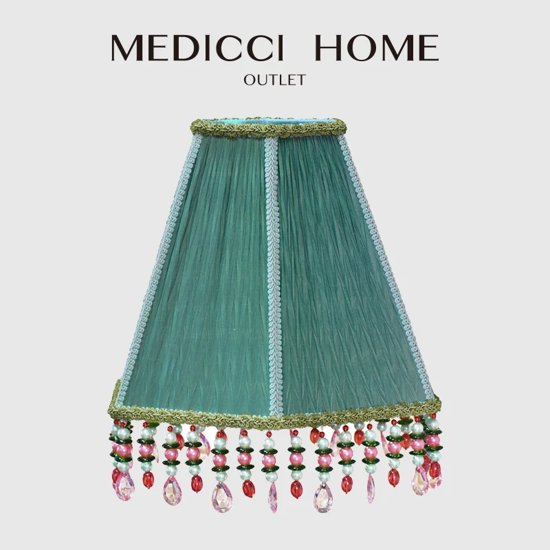 Medicci Home Boho Lamp Shade Bohemia Ethnic Style Retro Green Luxury Lamp Cover Fantastic Art Lampshades With Beaded Tassels