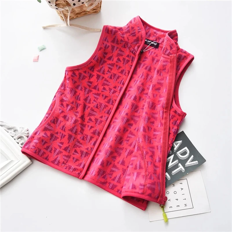 Children's Spring Autumn Polar Fleece Vest Jacket Middle Small Kids Double-layer Thickened Sleeveless Vest Boys Girls Warm Vest