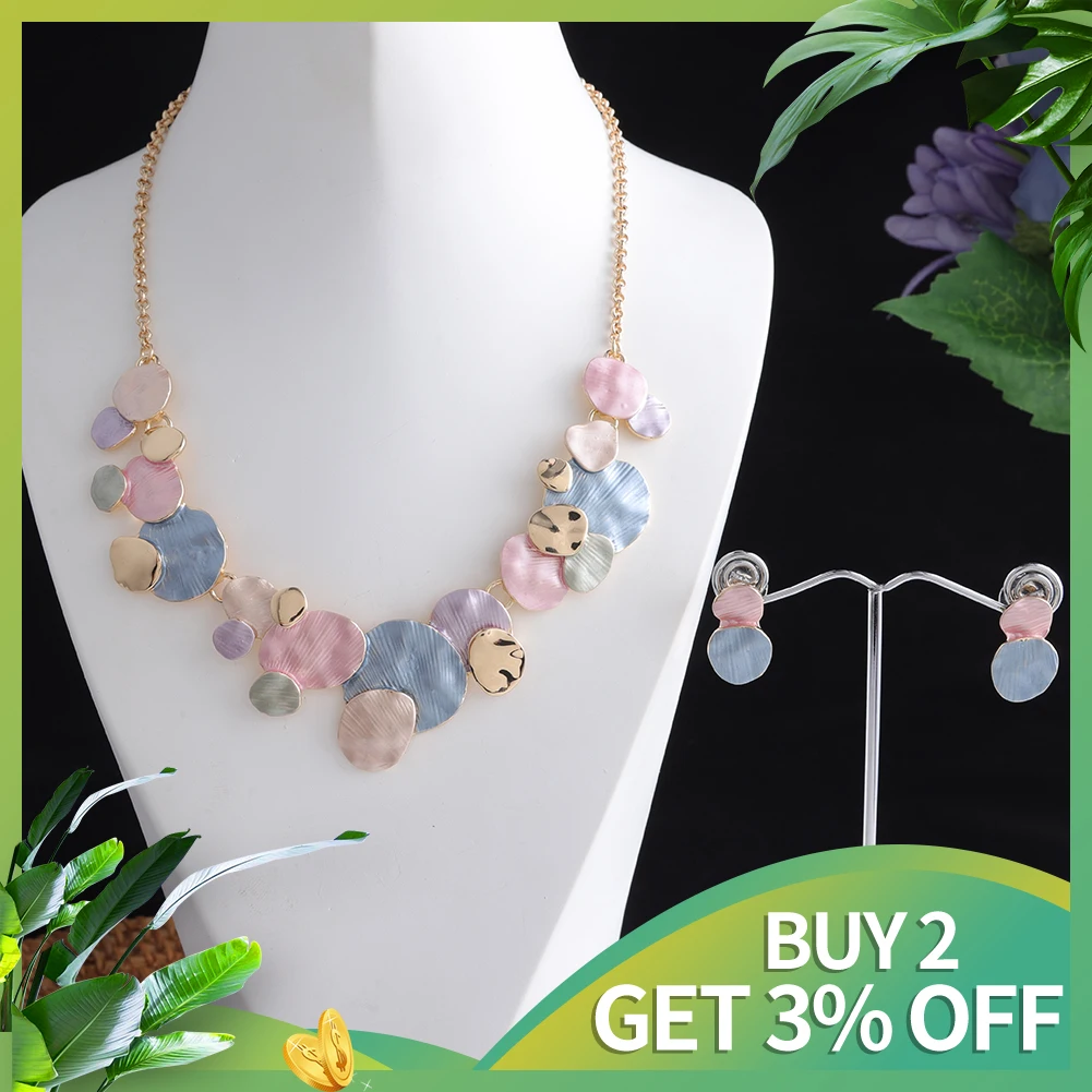 MeiceM Geometry Circle Necklace 2024 New Women Necklaces Women's Chains Suspension Jewelry Female Accessories Fashion Trendy