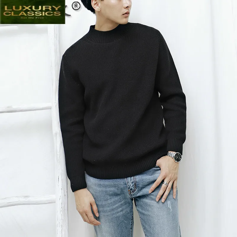 

High Quality 100% Cotton Men's Sweater Pullover Men Korean Knitted Mens Sweaters Autumn Winter 2021 Vetement Homme LW4453