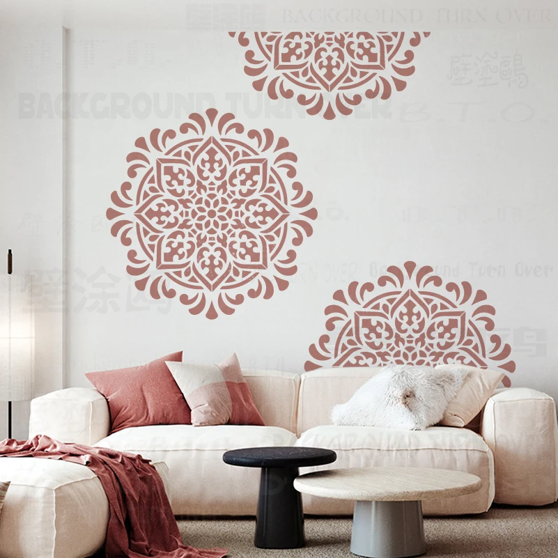 90Cm-130Cm Stencil Mandala Lớn Tròn Lớn Cho Tranh Treo Tường Decors Tầng Bản Mẫu Bức Tường Vintage S231