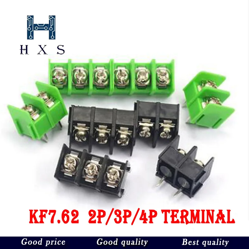 10PCS/lot 7.62 mm KF7.62 - 2P 3P 4P MG 762 - 2 3 4 Pin Can be spliced Screw Terminal Block Connector Black Green 7.62mm Pitch