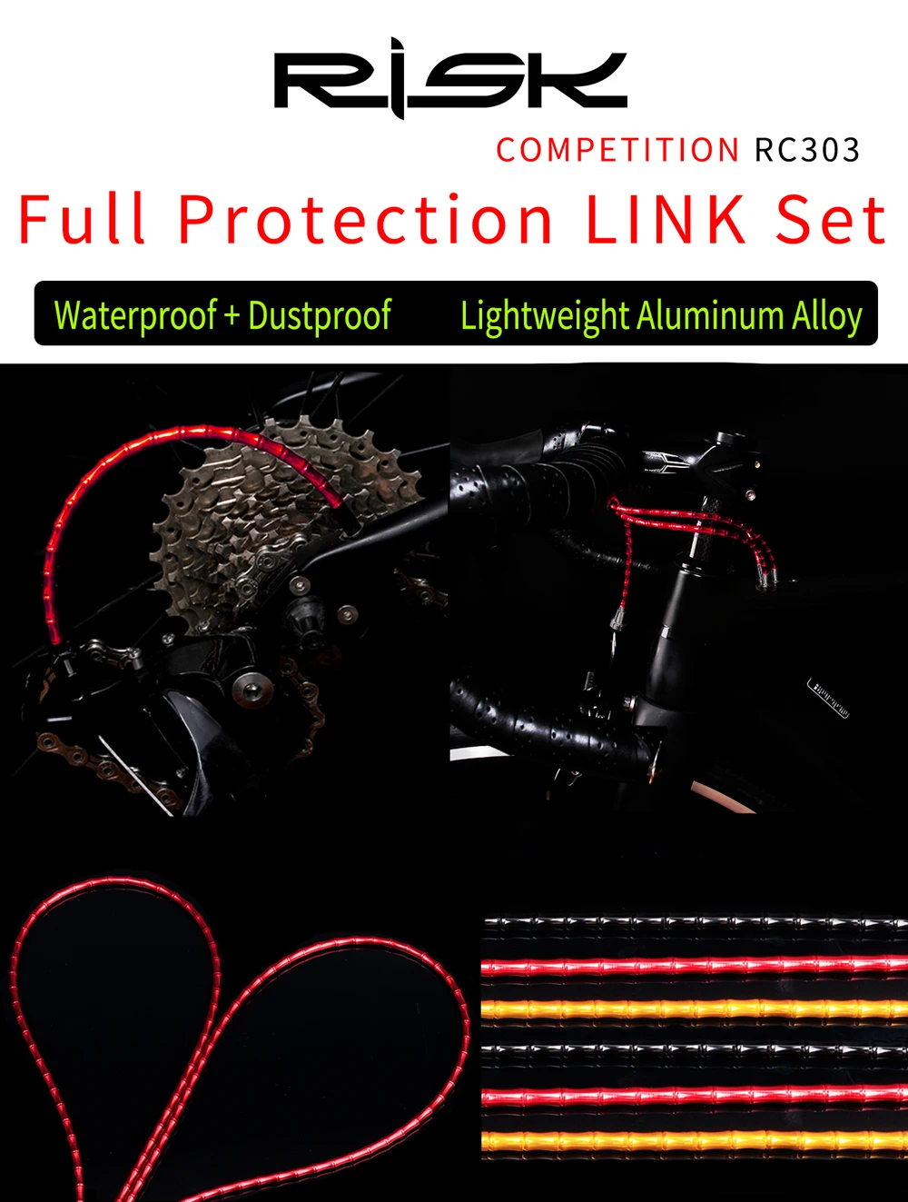 RISK MTB Rennrad Fahrrad Schalt-/Bremszug Bambus-Ummantelung Wettkampf-Vollschutz Ölkatheter-Leitung – Detail 1