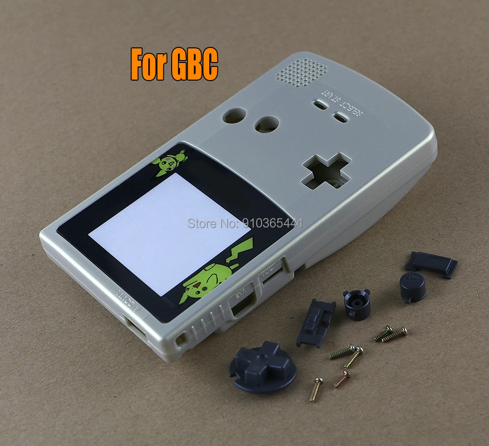 5sets For GBC Gold shell case replacement for GBC housing shell case cover with pattern lens+buttons parts