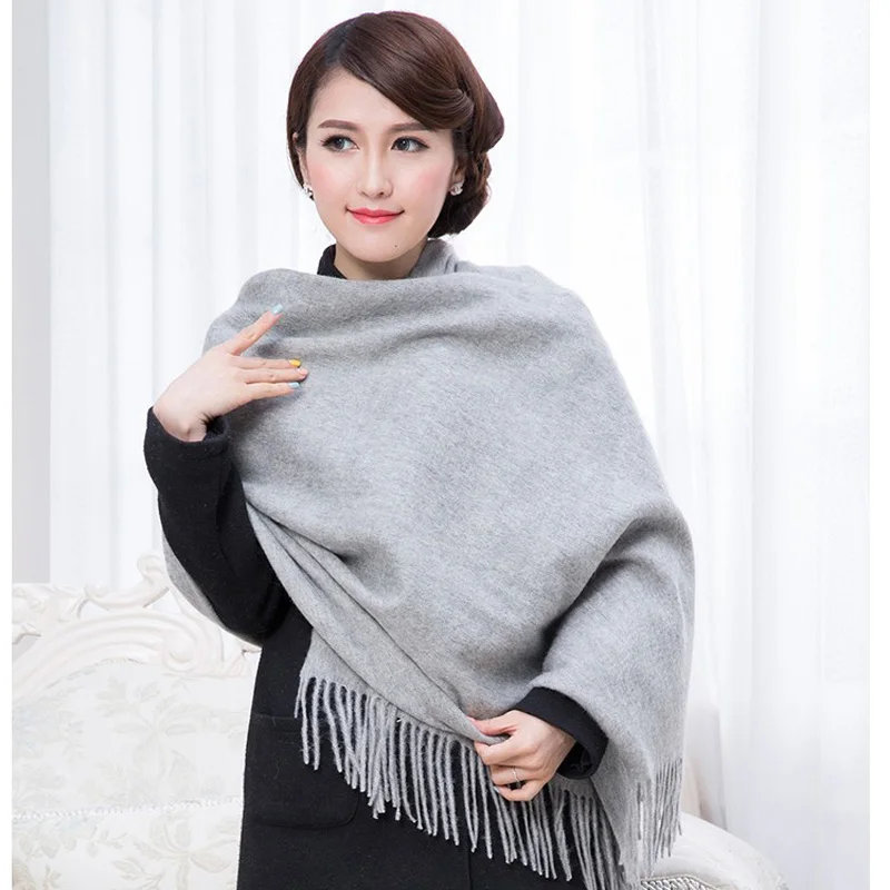 100% Wool New Fashion Burgundy Pashmina Thick Solid Color Women\'s Winter Shawl Scarf Scarves Wrap Warm2017 15 Colors 0115