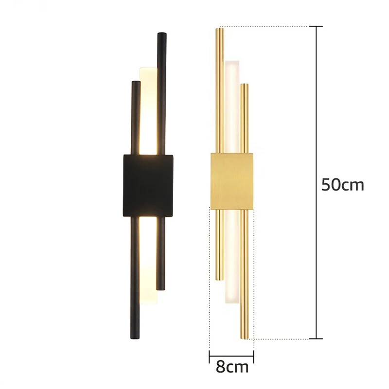 Imagem -04 - Moderno Elegante Bronze Led Lâmpada de Parede Ouro e Preto 50cm Tubo Luz para Sala Corredor Corredor Quarto Fixture