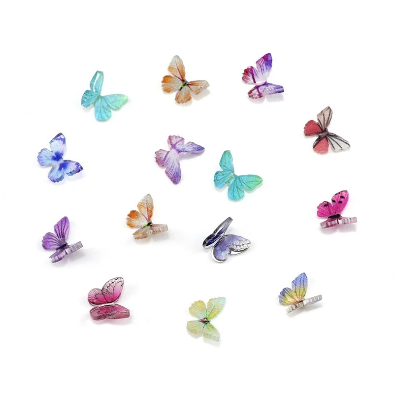 Bướm Móng Đá Nhiều Màu Nhựa Kim Cương Giả 3D Bộ Vòng Charm DIY Móng Tay Nghệ Thuật Trang Trí
