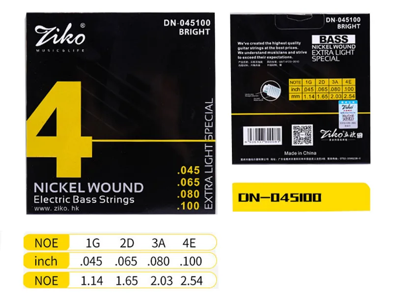 DN-045 ZIKO 045-100 Bass E-Gitarren-Saiten Teile Großhandel Musikinstrumente Zubehör – Detail 2