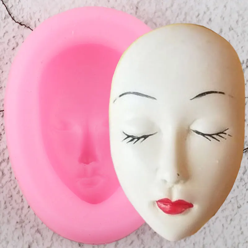 DIY Woman Face Silicone Molds Polymer Clay Soap Candy Mold 3D Girls Face Fondant Cake Decorating Tools Chocolate Gumpaste Moulds