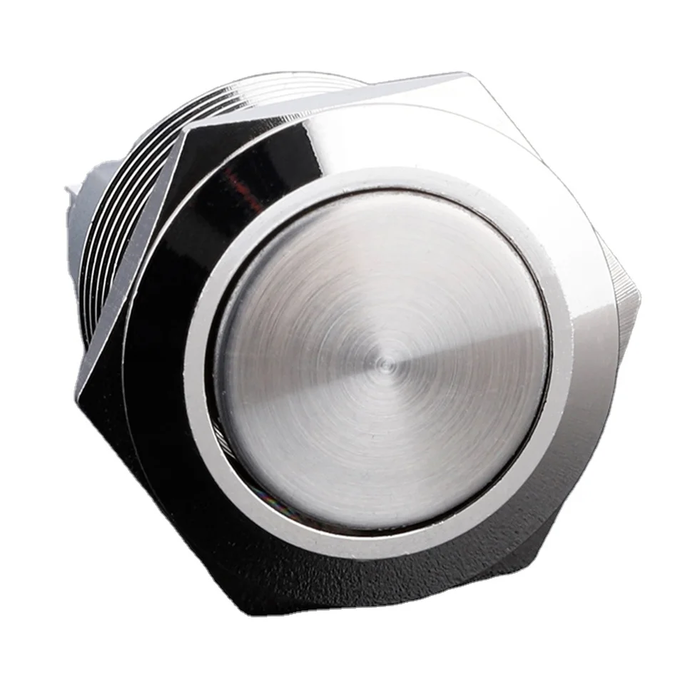 

IP67 водонепроницаемый мгновенный/фиксирующий металлический кнопочный переключатель с плоской круглой головкой 15 А 250 В переменного тока 16/19/22 мм