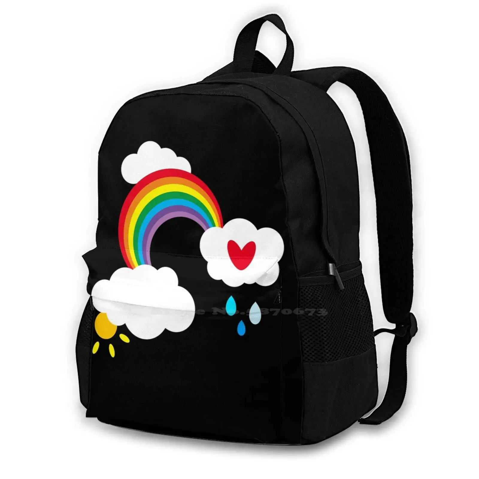 Rainbow Weather Pattern 14 Pattern Design Bag Student'S Backpack Helen Designs Helenmcdesigns Rainbow Pattern Rainbow Themed