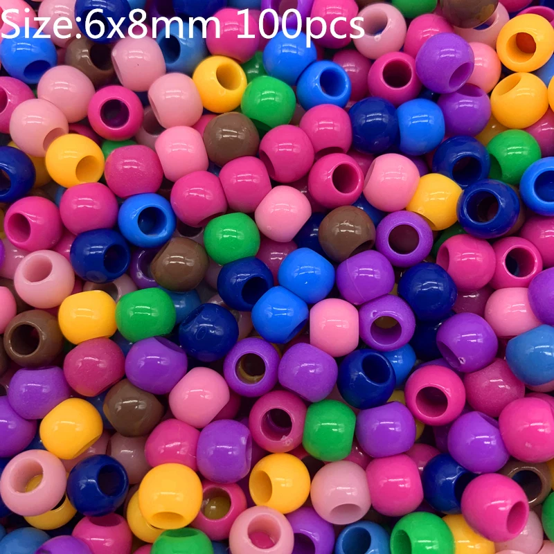 100pcs/lot 8x6mm Acrylic Spacer Beads Big Large Hole Beads For DIY Jewelry Making