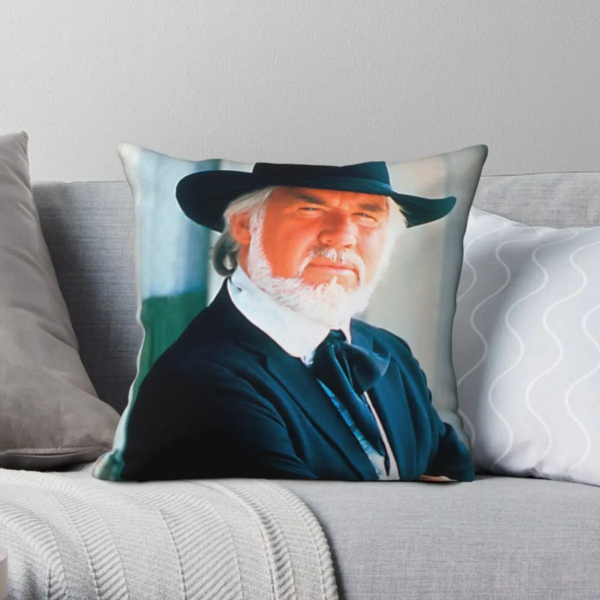 Novi Kenny Rogers Square Pillowcase Polyester Linen Velvet Creative Zip Decor Pillow Case Car Cushion Cover