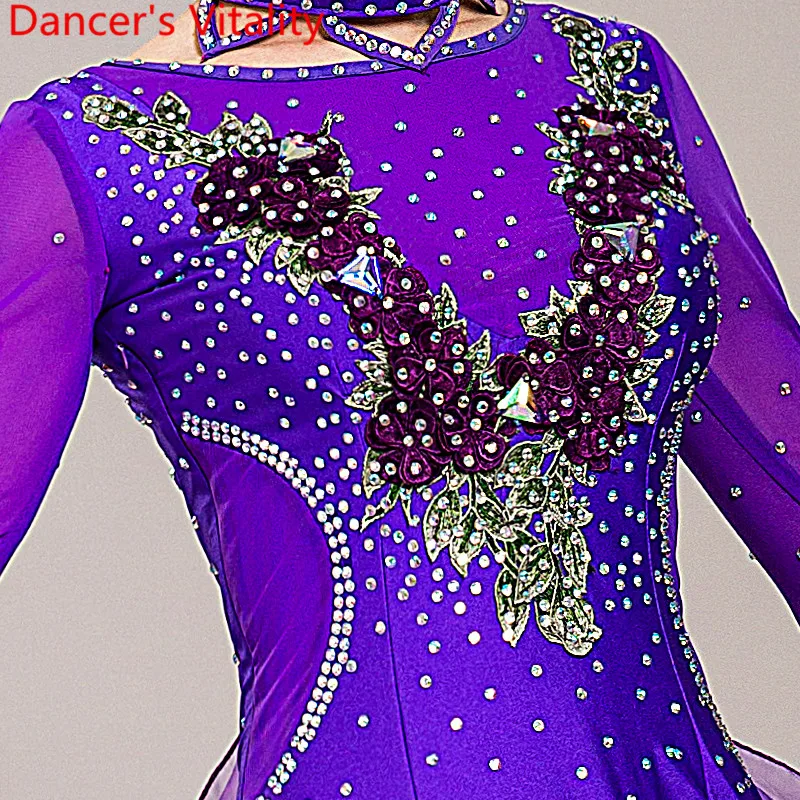 New Modern Dance Performance Costume Diamond Embroidered Diamond Big Hem Dress Ballroom Waltz Jazz Dancing Racing Stage Outfits