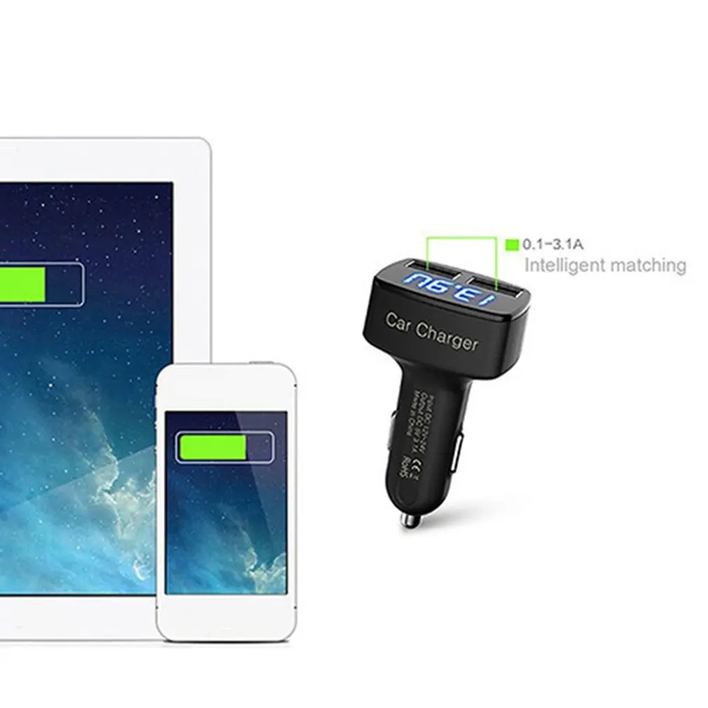 Автомобильное зарядное устройство с двумя USB-портами, 5 В, 3,1 А