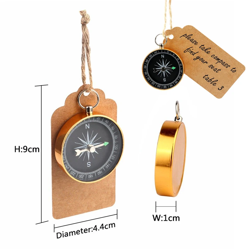 20pcs Wedding Gifts Guests Compass Souvenir with Kraft Tag Travel Themed Party Decorations Favors Nautical Christmas Ornaments