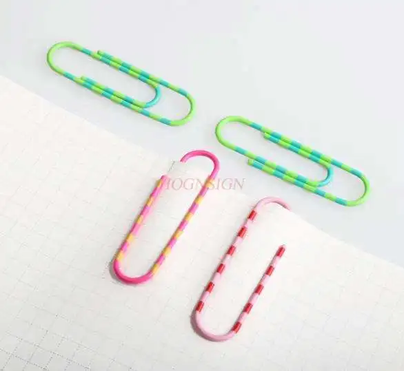 Clip de papel ordinario de dos colores de 12 piezas, clip de papel de dibujos animados, clip de papel de forma pequeña, pendientes de clip de papel