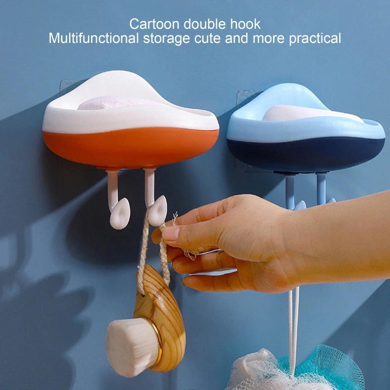 Bathroom Shower Soap Box Dish Storage Suction Cup Cloud Shape Plastic Punch Free Wall Mount Soap Holder Case