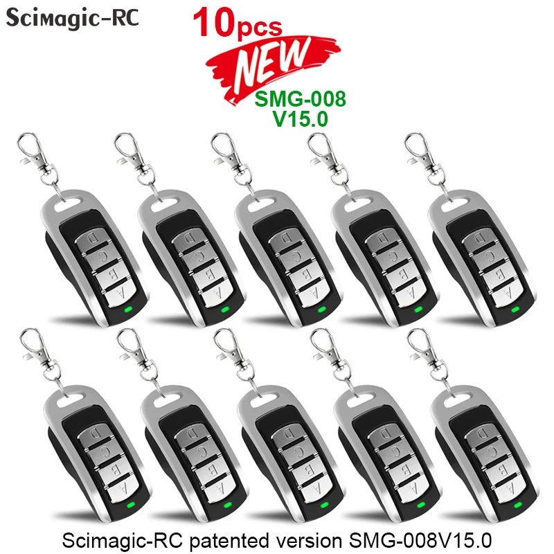 10 PACK Garage Door Remote Control 280-868MHz Multi Frequency Clone 433MHz 868MHz Rolling Code Gate Keychain Hand Transmitter