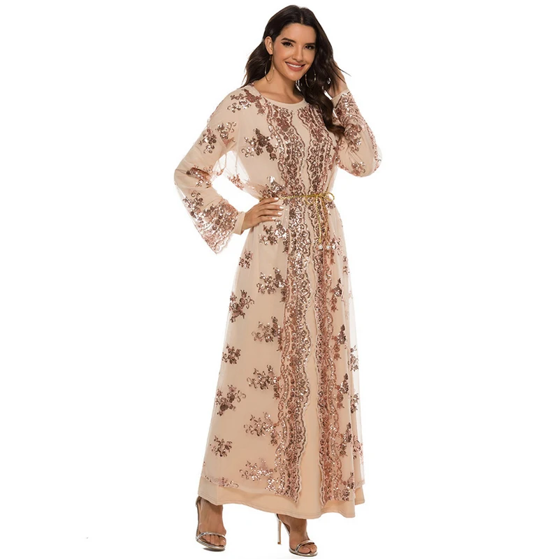 2021 New Sequins Sexy Long Cardigan Elegant Casual Women Full Sleeve Mesh See Through Coat Open Stitch Feminino Kaftan Robe