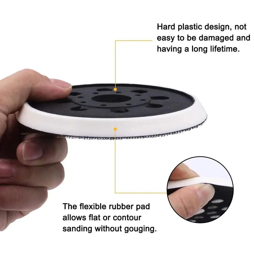 3 PCS 5 Pollici 123 MILLIMETRI 8-Hole Gancio e Anello di GEX125-1AE Levigatura Pad Levigatrice Backing Pad per la Lucidatura rettifica