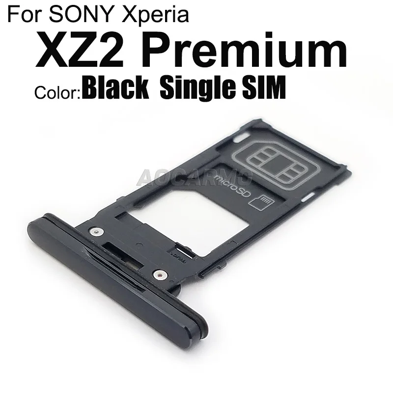 Aocarmo dla Sony Xperia XZ2 Premium H8116 H8166 XZ2P pojedynczy podwójny Sim taca gniazdo pamięci czytnik kart MicroSD TF