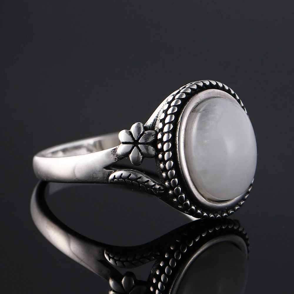 925 Sterling Silver Ring Natural Moonstone Rings for Women Flower Shaped Wedding Jewelry Gift Fashion Luxury Ring