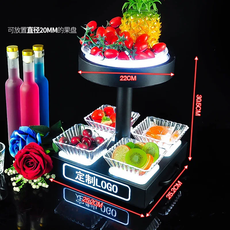 

Iron Double-Layer Luminous Led Fruit Plate Bar KTV Creative Snacks Dish Nightclub Multi-Layer Fruit Plate