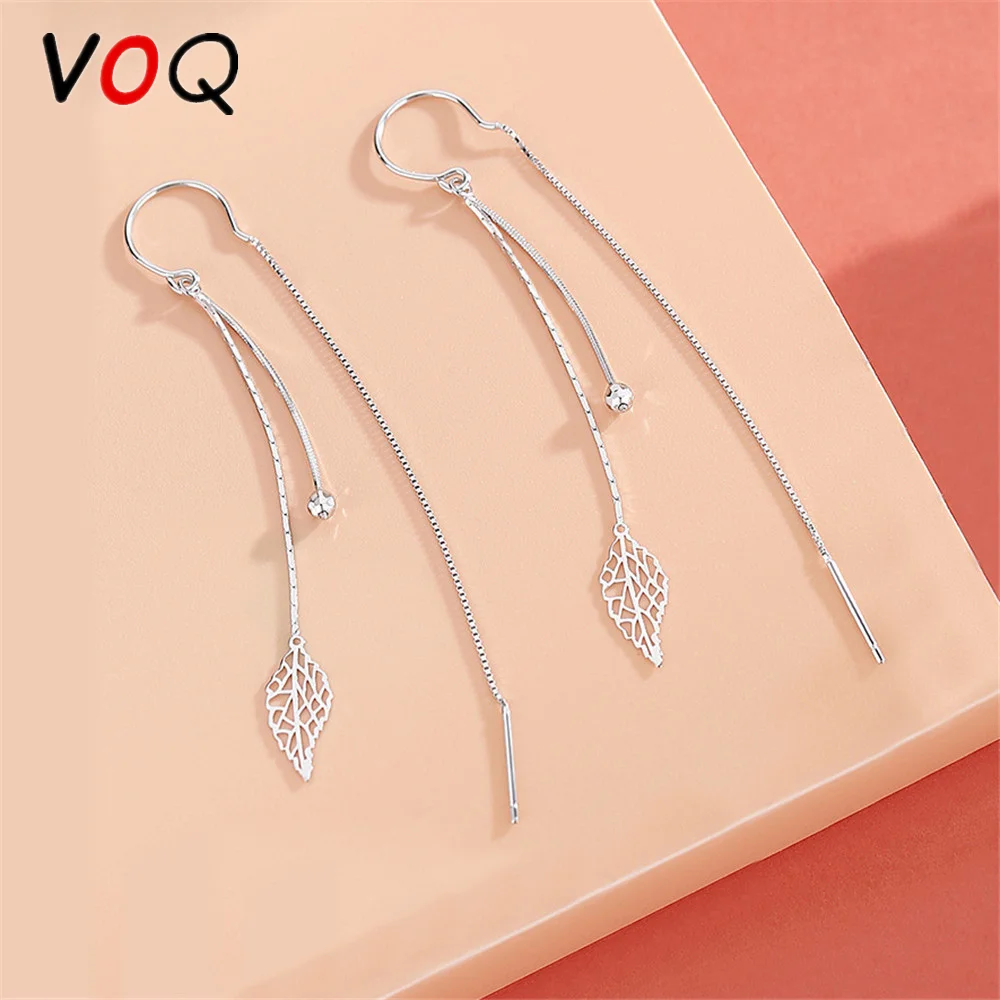 VOQ Hollow Leaves Earrings for Women Super Fairy Long Tassel Tea Ear Chain Earring 2021 Fashion Jewelry aretes de mujer