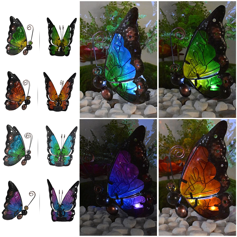 Butterfly Shape Lamp Garden Lawn Lamps LED Solar Light Yard Art Ornament Beautiful Outdoor Decoration For Yard Pathway Patio