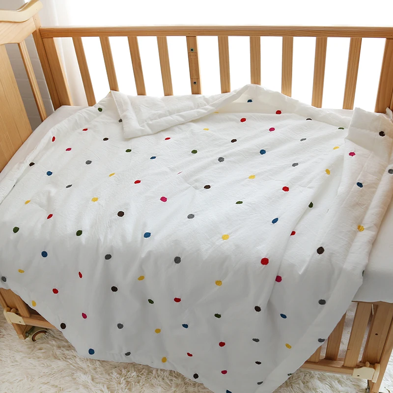 Muslin Cotton Baby Bed Quilt Rainbow Star Embroidery Kids Cot Crib Quilts For Babies Bedding Comforter Duvet Bedspread