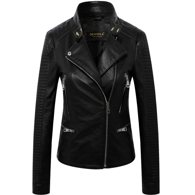 

biker Free shipping,Brand style Genuine leather womens short jacket.plus size female soft sheepskin coat.slim,leather clothes
