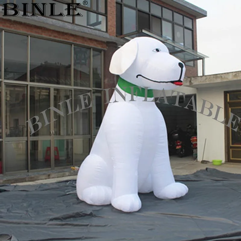 Modelo de perro inflable publicitario blanco amigable, mascota de animal de dibujos animados, globo de perro gigante personalizado para publicidad