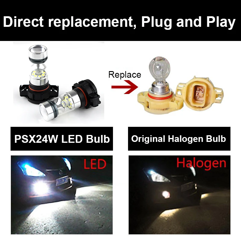 2PCS Für GMC Yukon 2007 2008 2009 2010-2014 Auto LED Nebel Vorne Fahren Glühbirnen Lampen 5202 H16 6000K Fehler Freies Zubehör – Detail 2