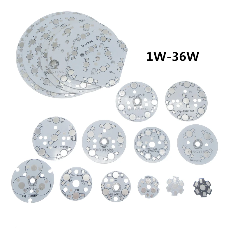 Plaque de base ronde en aluminium, dissipateur thermique haute puissance, carte PCB, 1W, 3W, 4W, 5W, 7W, 9W, 12W, 15W, 18W, 21W, 24W, 30, 10 pièces