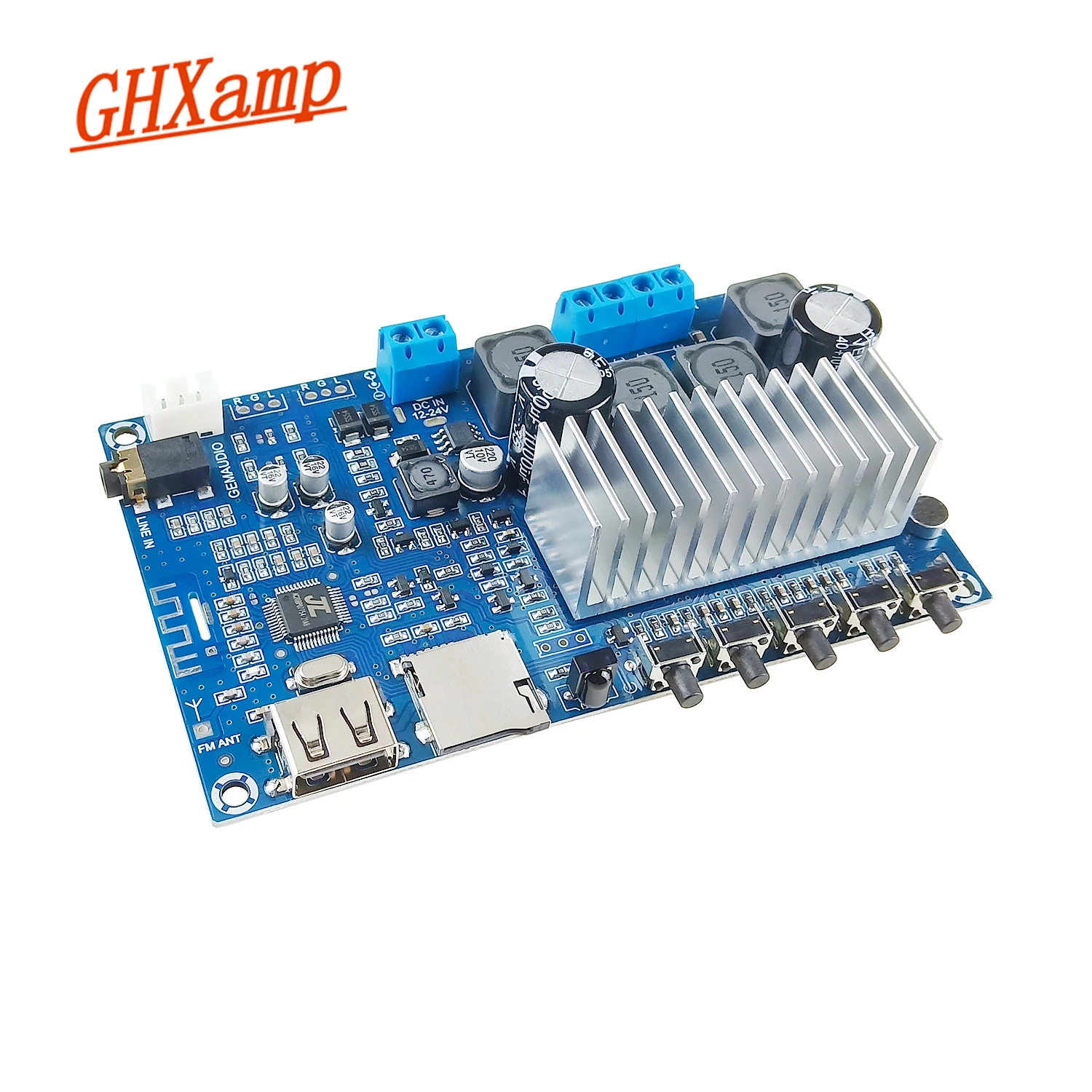 GHXAMP TPA3116 Bluetooth 5.0 amplifiers Board high power dual channel digital U disk TF card decoding FM radio 50W*2 Remote