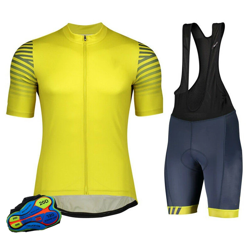 Breathable Solid Color Bicycle Clothes Outdoors Racing Sportswear Mountain Bike Jerseys With Bib-Shorts Suit