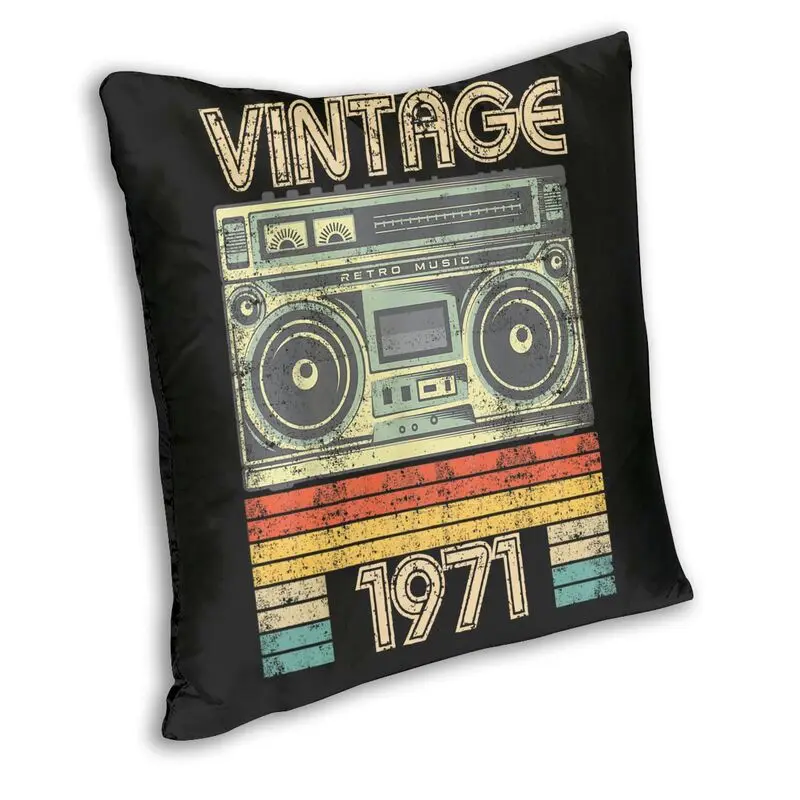 Retro Born In 1971 Radio Cushion Cover Sofa Home Decorative Birthday Gift Square Throw Pillow Case 40x40cm For Living Room