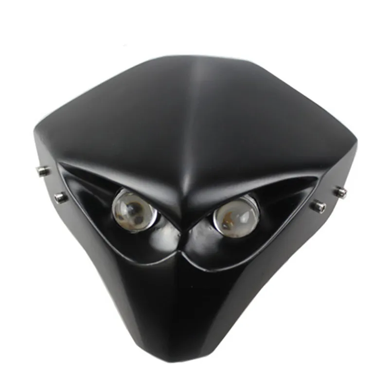 Custom 12V Matte Black Skull LED Headlight Motorcycle Head Light Fairing Lamp Universal Cruiser Chopper Dirt bike