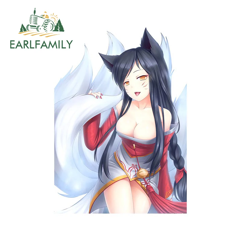 EARLFAMILY 13cm x 9.2cm for League of Legends Ahri Creativite Car Stickers Waterproof Sunscreen Decals Bumper Vinyl Car Wrap