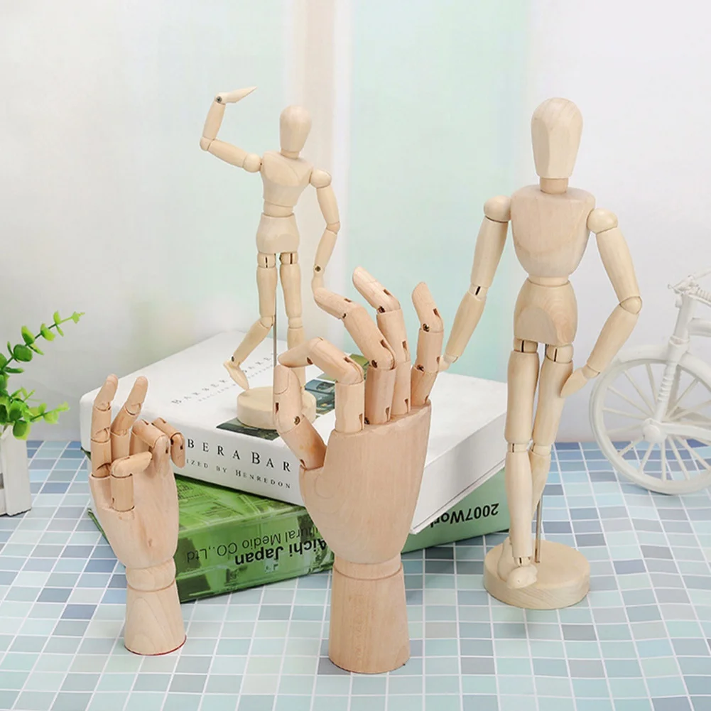 Drawing Sketch Mannequin Model Movable Limbs Wooden Hand Body Draw Action Toys Figures Home Decor Artist Models Jointed Doll