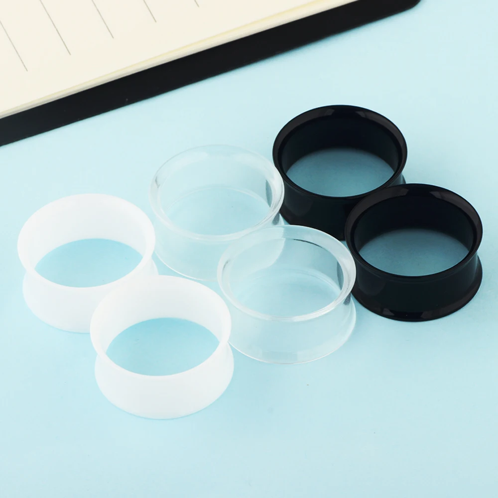 JUNLOWPY Ultra Thin Acrylic Flesh Tunnel Double Flared Flexible Ear Stretching Plug Gauge Kit Lobe Expander Piercing 100/200pcs