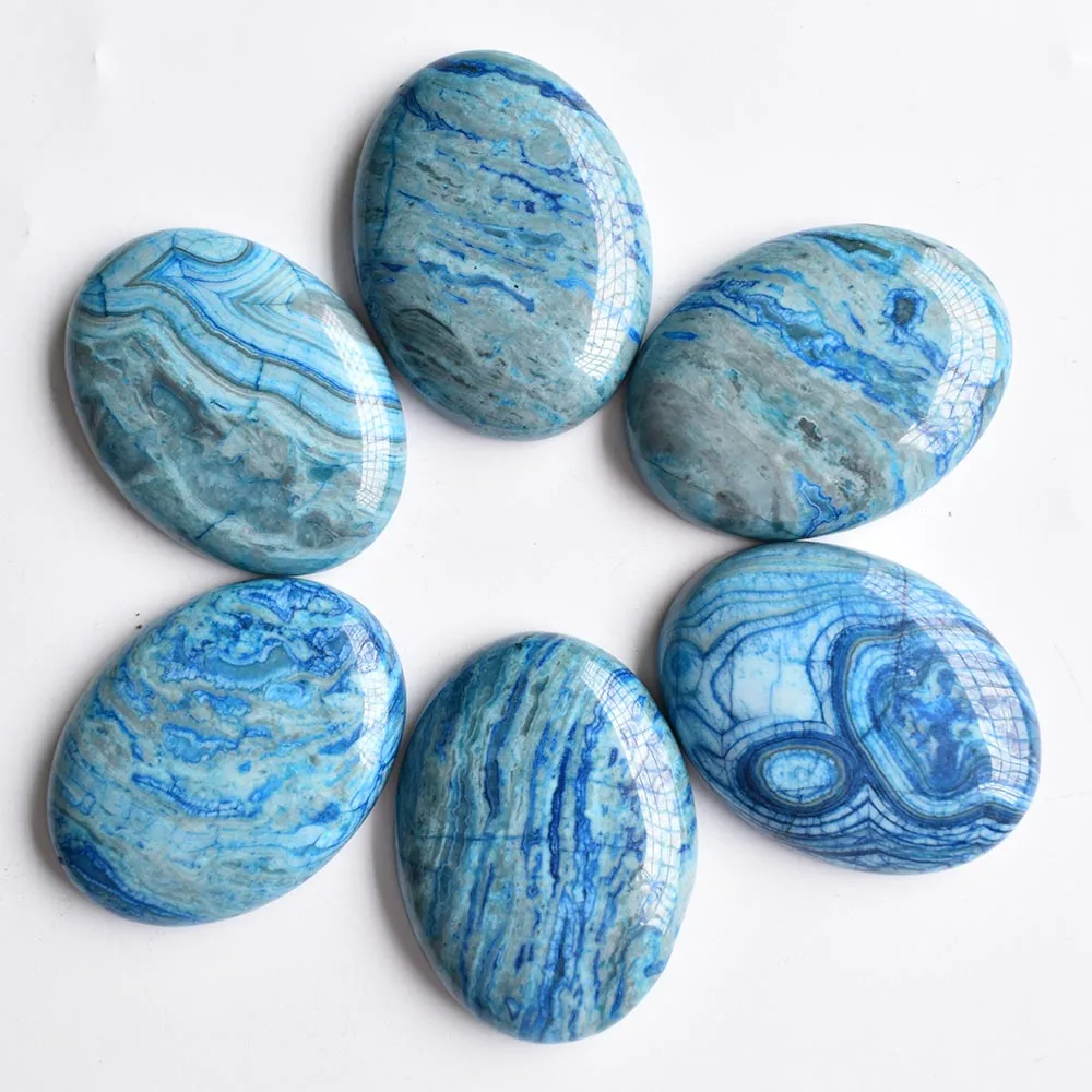 

Free shipping 6pcs/lot Wholesale 30x40mm natural blue onyx Oval CAB CABOCHON beads for jewelry accessories making