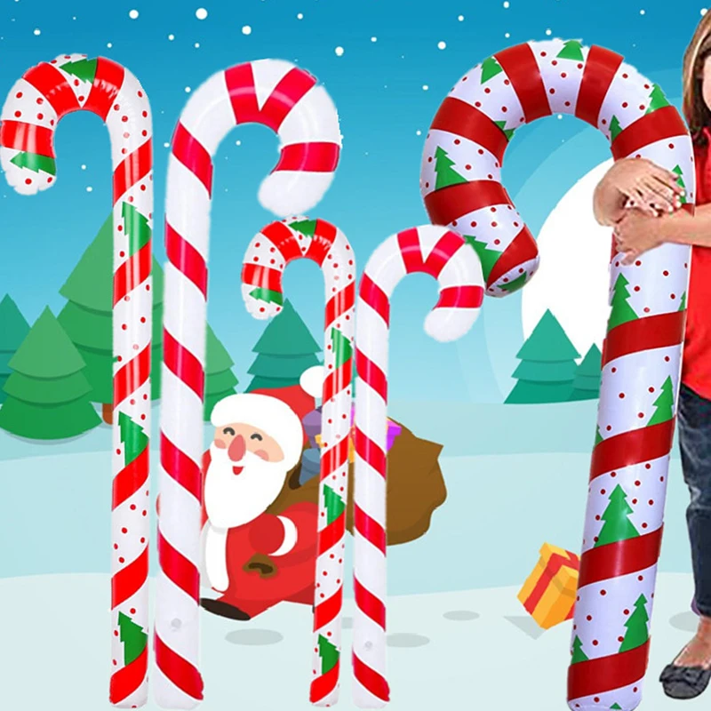 

Christmas decoration inflatable santa cane PVC Lollipop balloon holiday decoration home printing Christmas candy cane toy gift