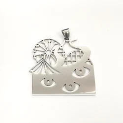 Stainless Steel Necklace Charms He Dark Carnival ICP Polished Stainless Pendant Charm with 3mm 30 Inch Chain