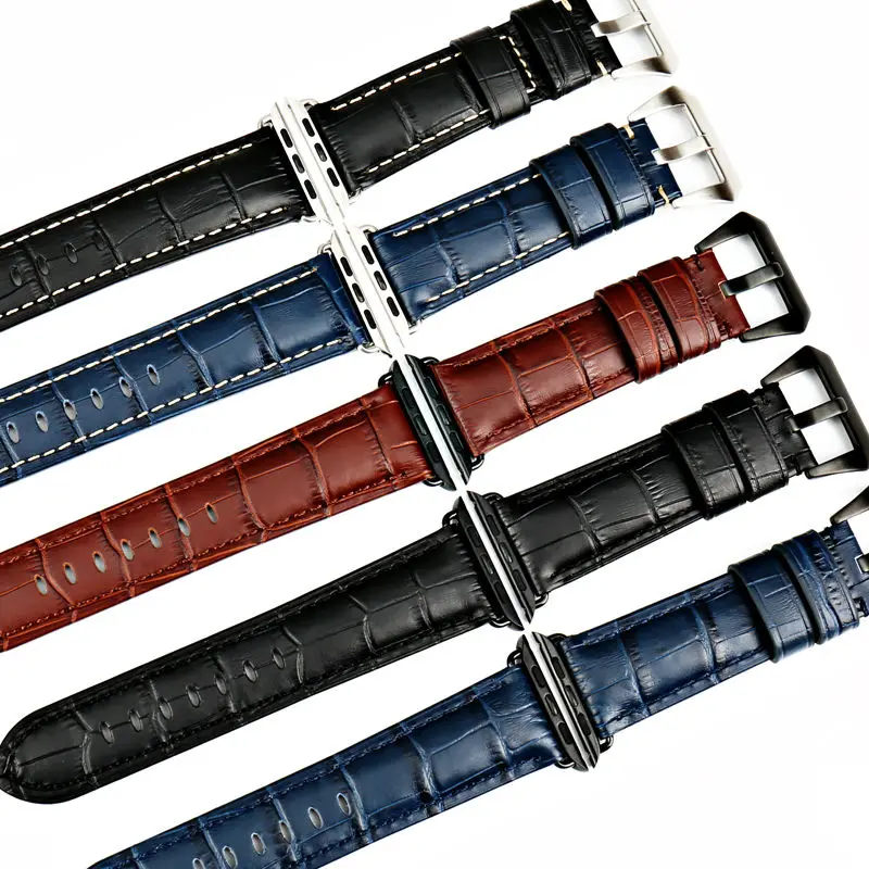 MAIKES Watchbands Genuine Cow Leather Watch Strap for Apple Watch Band 44mm 38mm Series 6/5/4 Iwatch 7 45mm 41mm Watch Bracelet
