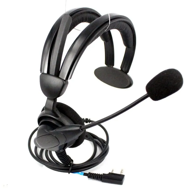 Oppxun New Black 2 Pin Headphone Headsets with Swivel Boom Mic for Kenwood Baofeng UV-5R Two Way Radio